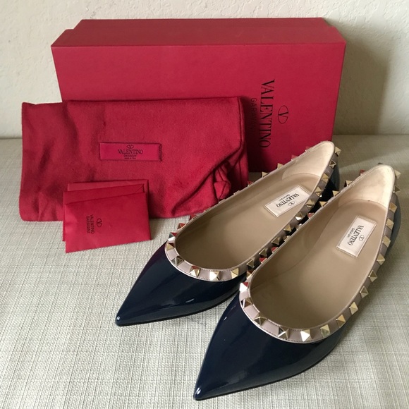Valentino Shoes - Authentic Valentino rockstuds flats in navy color